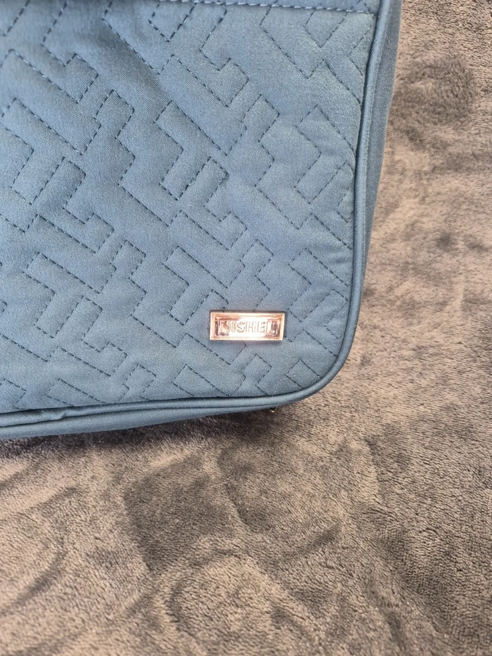 Nishel 4 Sections Travel Bag Cosmetic Organizer with Hook Blue Green Gold Tone